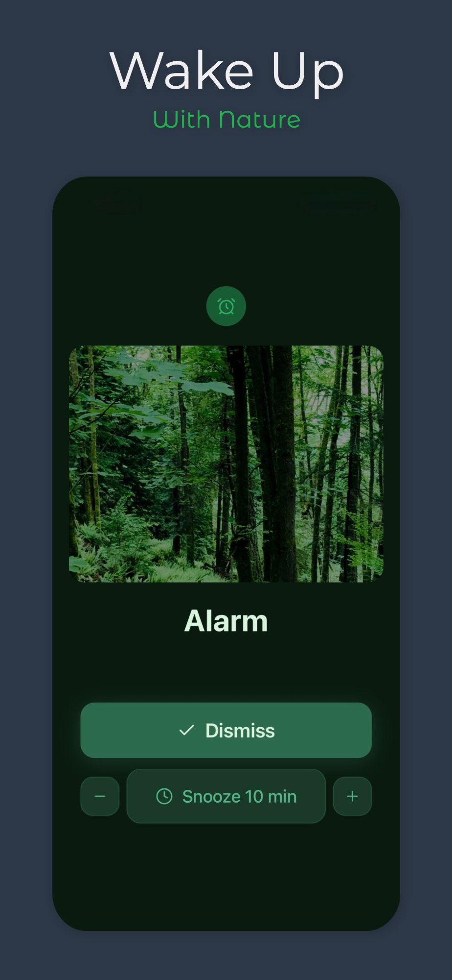 Wake Up With Nature alarm screen